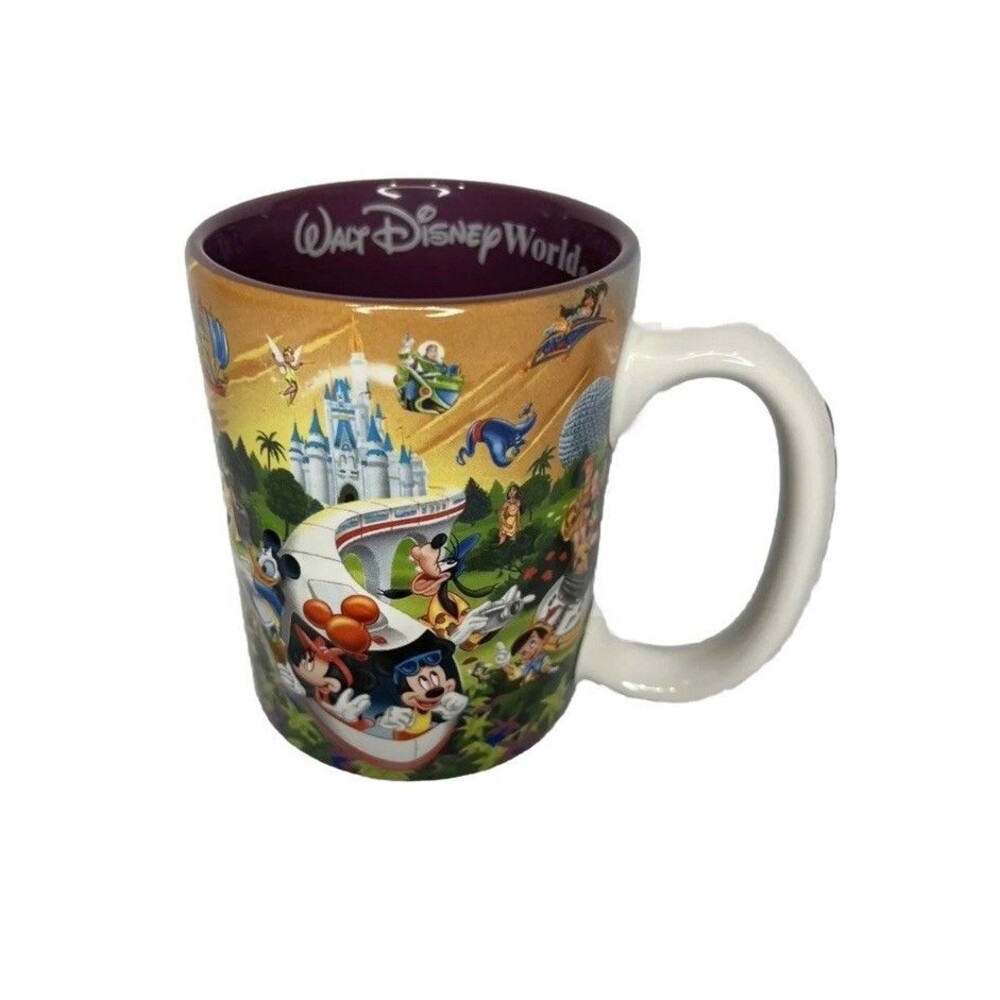 Walt Disney World Four Parks One World 3D 14 Oz Coffee Tea Mug Cup Burgundy